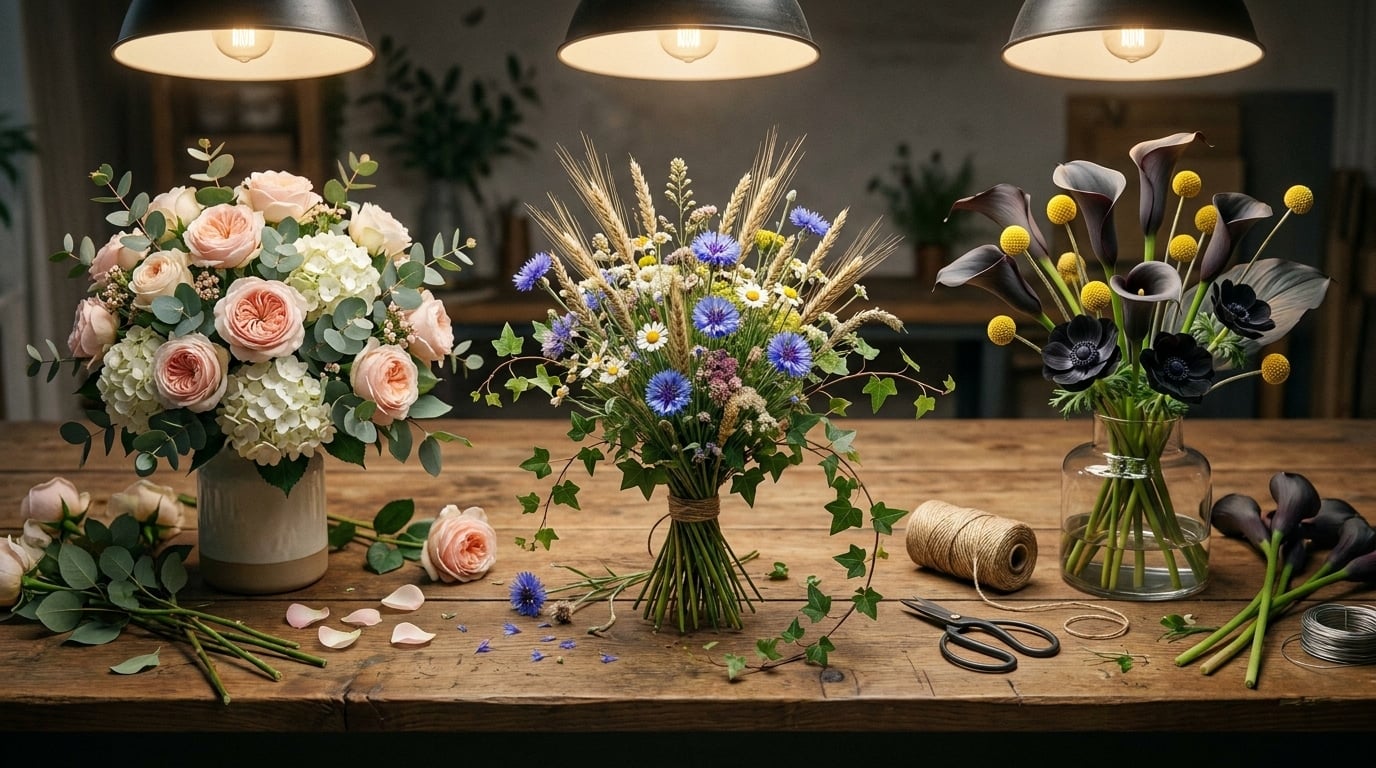 Styles bouquets artisanaux champêtre moderne rond fête mères