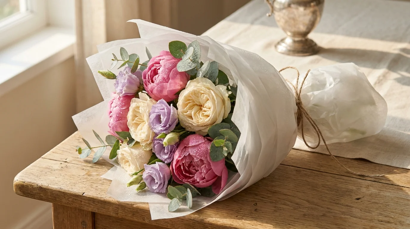 Bouquet pivoines roses saison fête des mères artisan