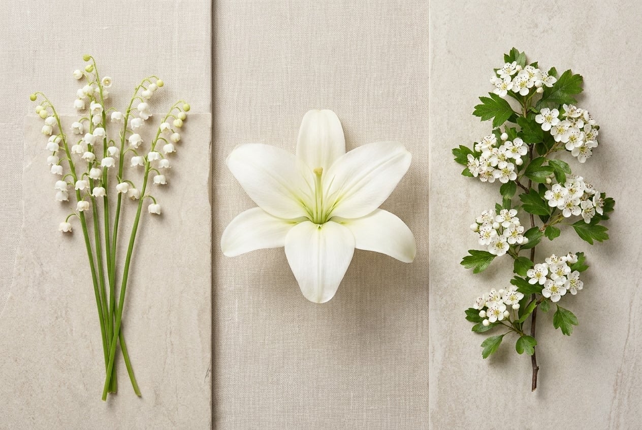 Muguet lis aubépine trois fleurs naissance mai