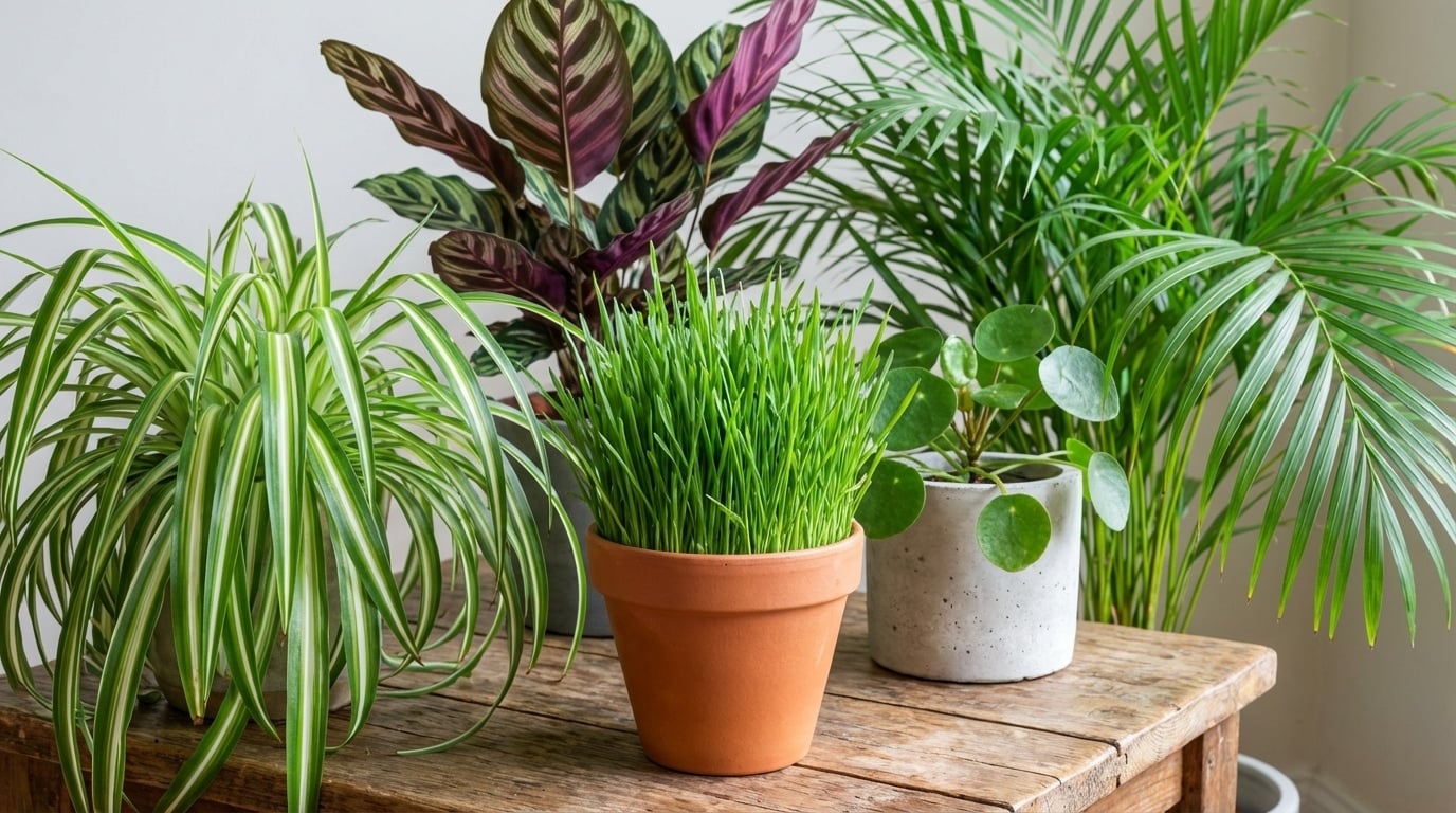 herbe chat chlorophytum calathéa plantes non toxiques