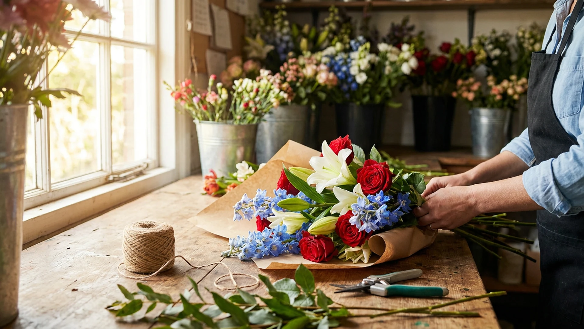 Bouquet tricolore artisanal du 14 juillet