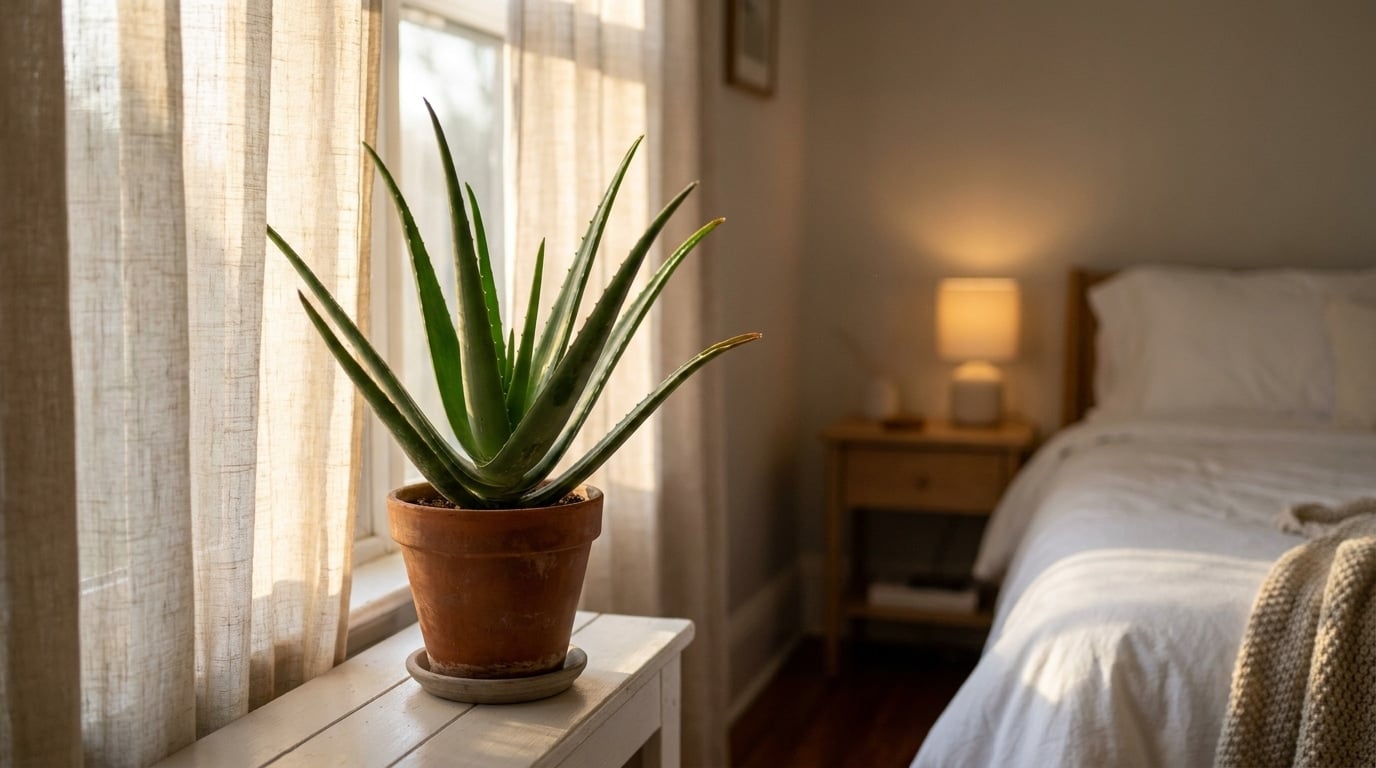 Aloe vera chambre purification air nuit oxygène