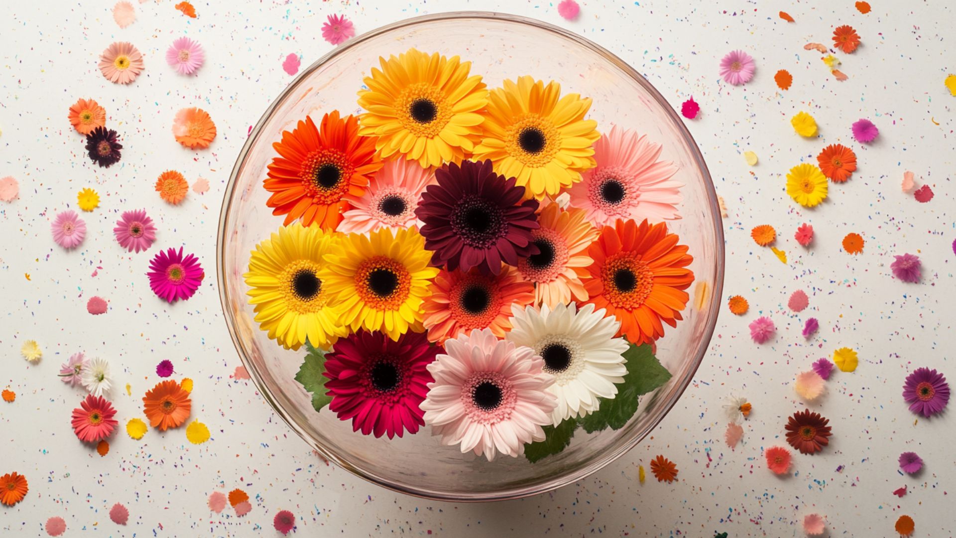 Bouquet lumineux de gerberas multicolores, cadeau joyeux pour la fête des mères