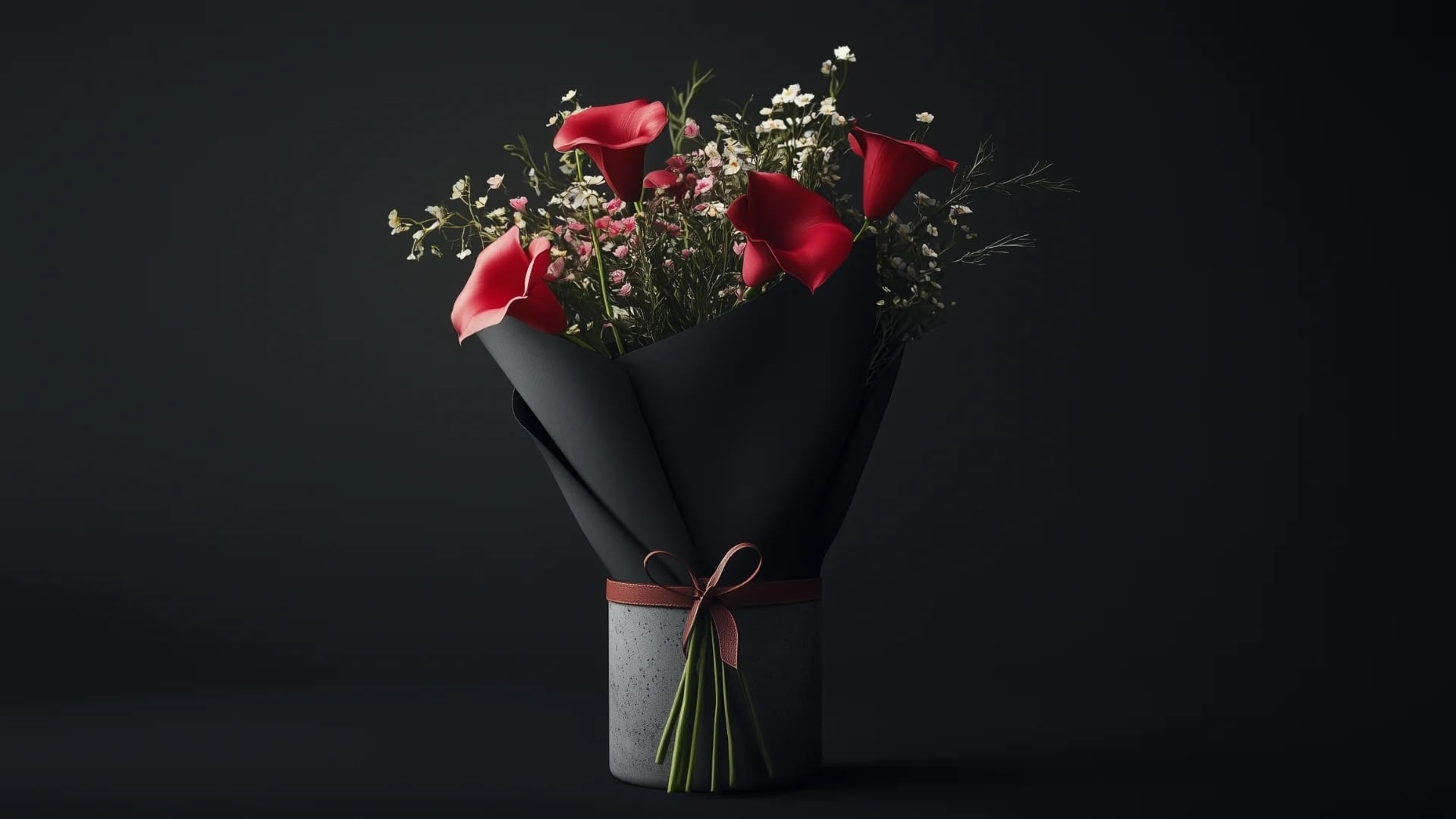 Présentation élégante d'un bouquet de fleurs pour homme