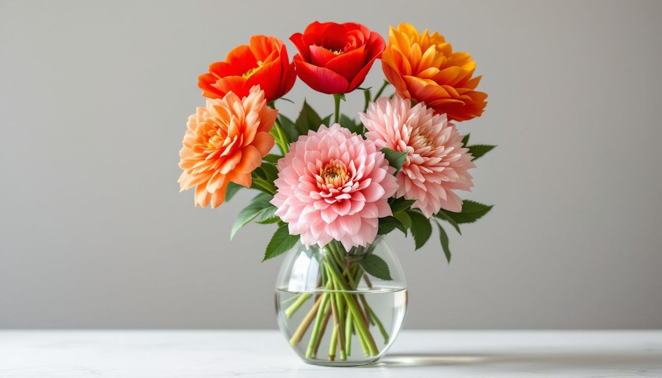 Bouquet organisé par durée de vie des fleurs coupées dans un vase