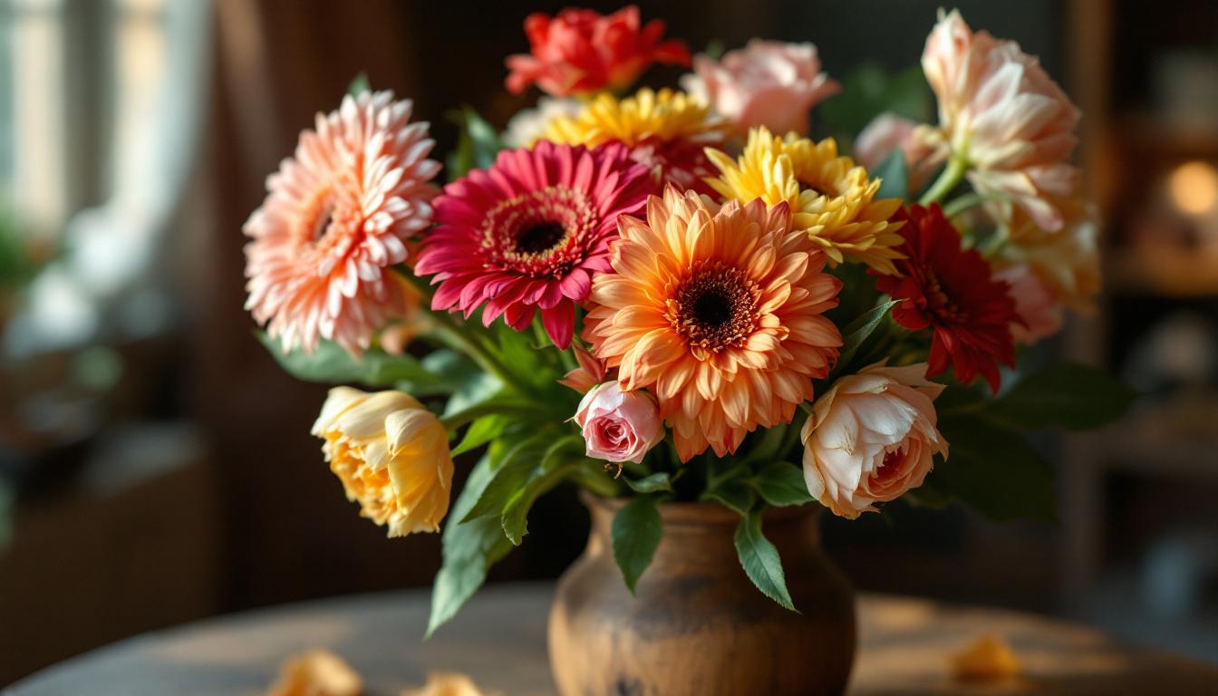 Photographie de fleurs coupées en déshydratation sans eau