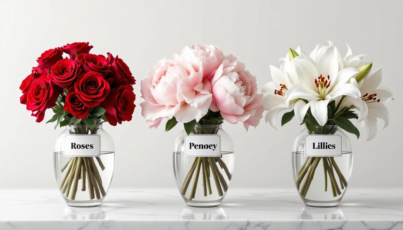 Durée moyenne roses pivoines lys composition