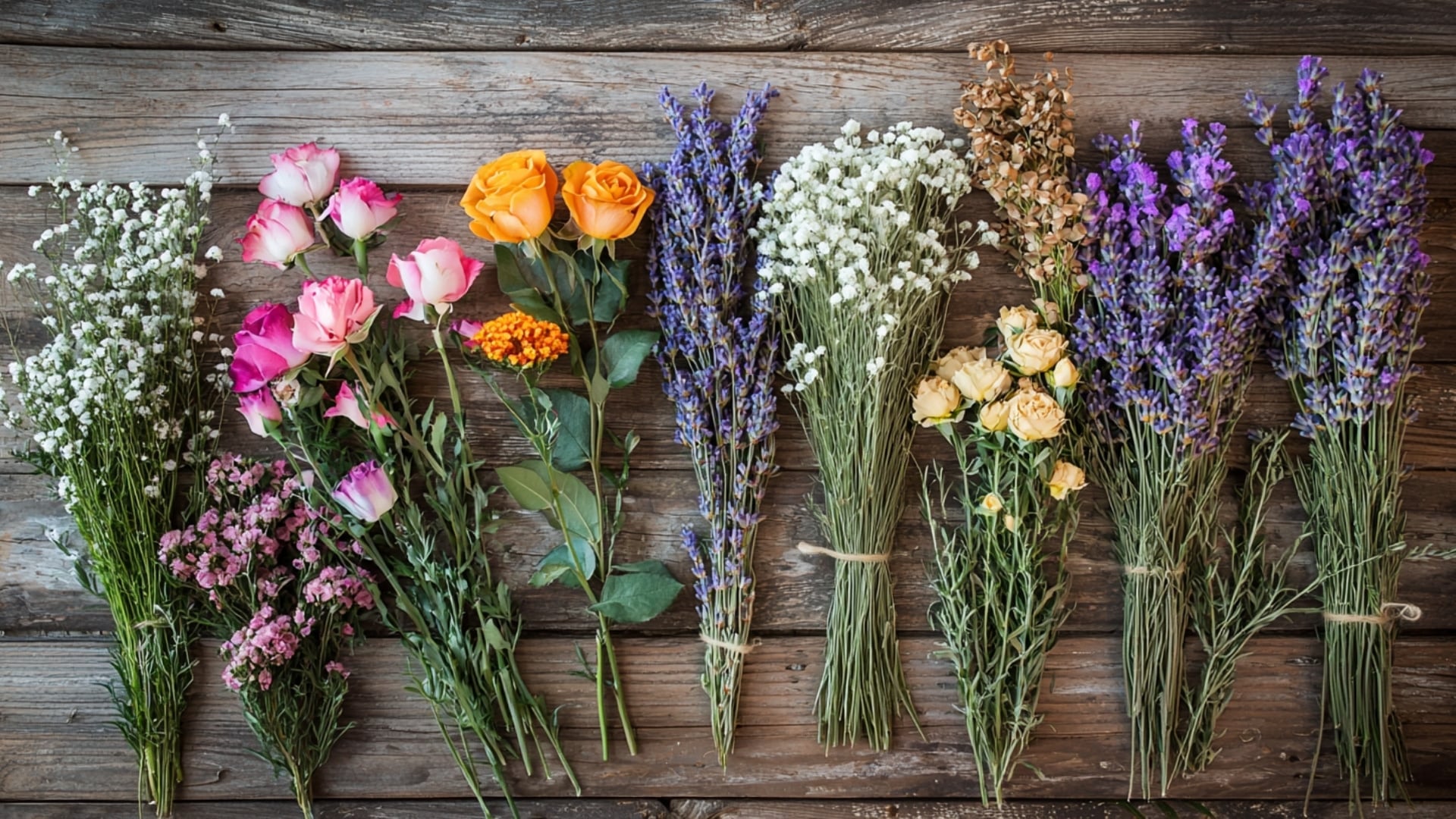 Fleurs fraîches de saison adaptées au séchage