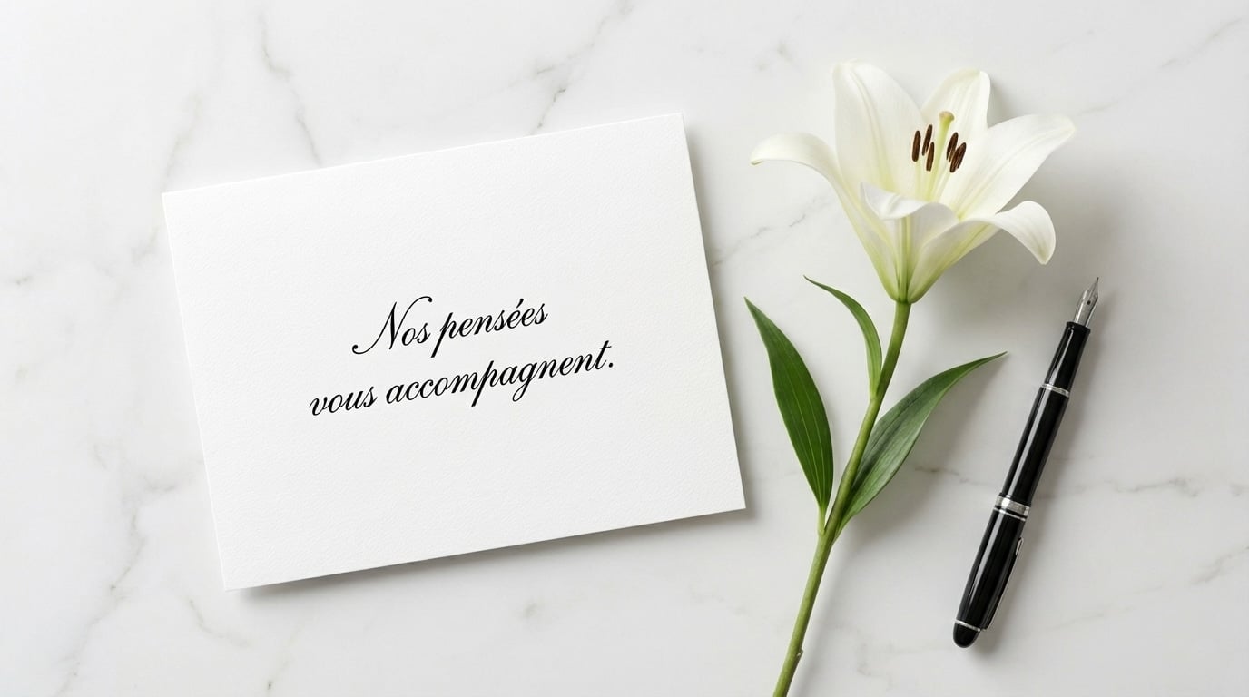 carte condoléances courte message simple élégant