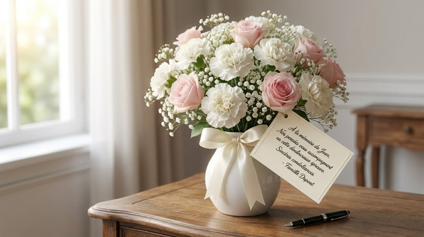 condoléances ami bouquet délicat respectueux