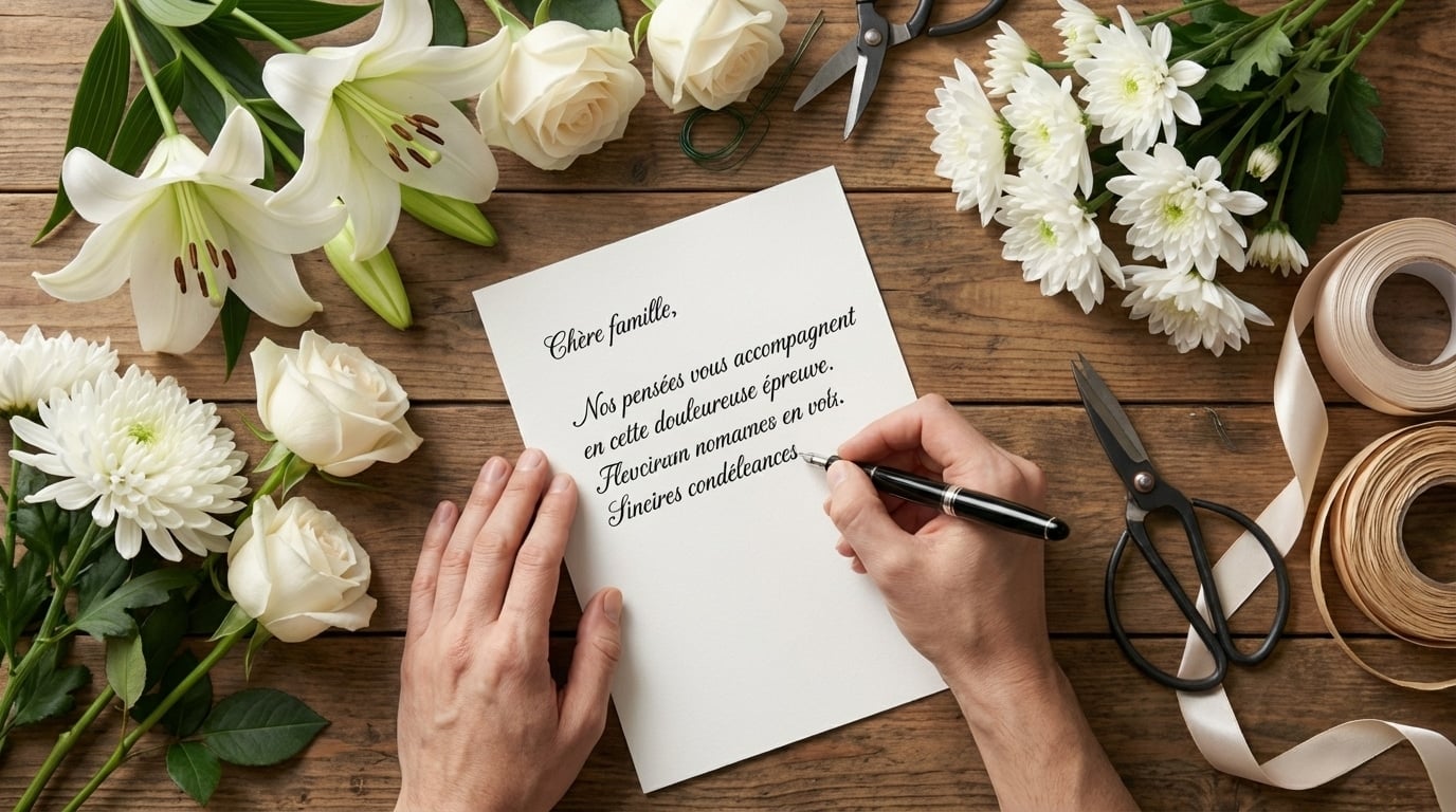 fleuriste artisan personnalisation fleurs deuil carte