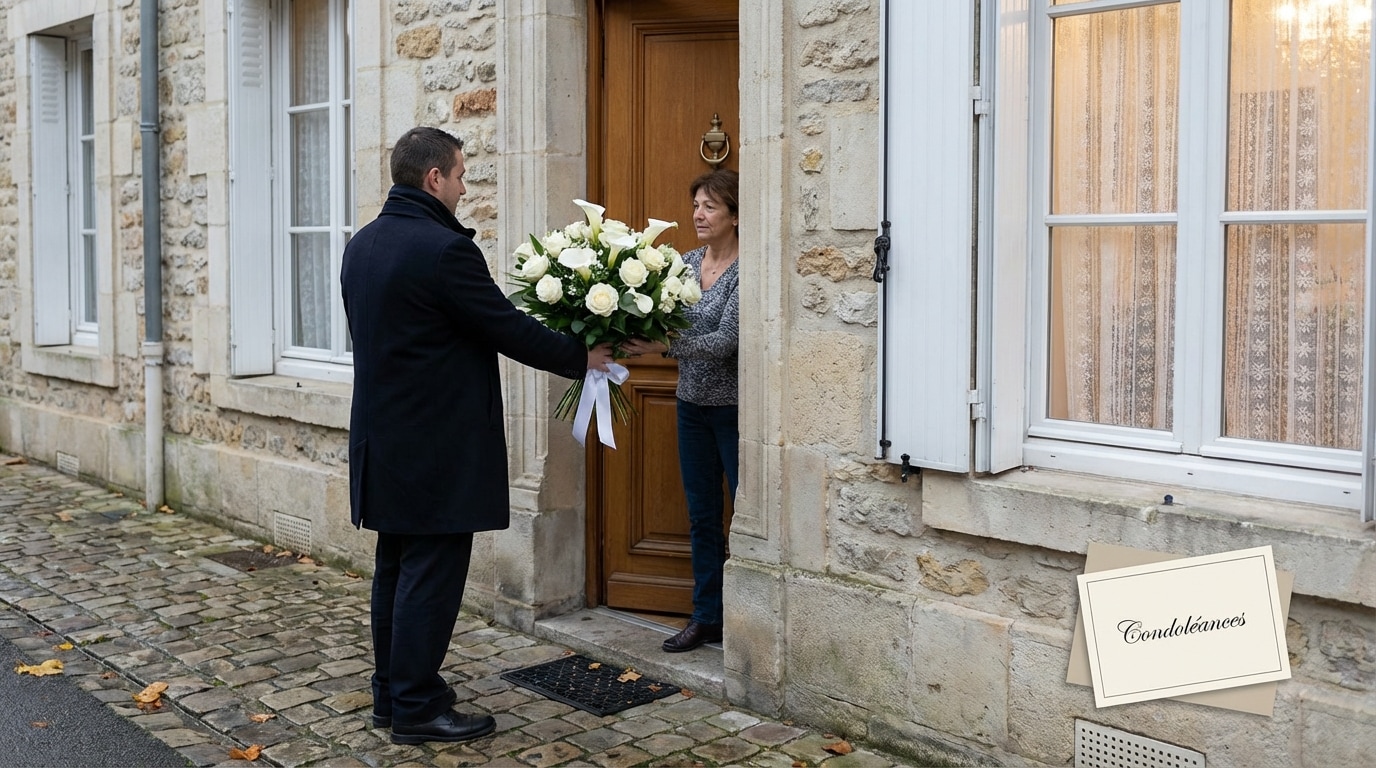 Fleurs blanches enterrement livraison domicile avant cérémonie